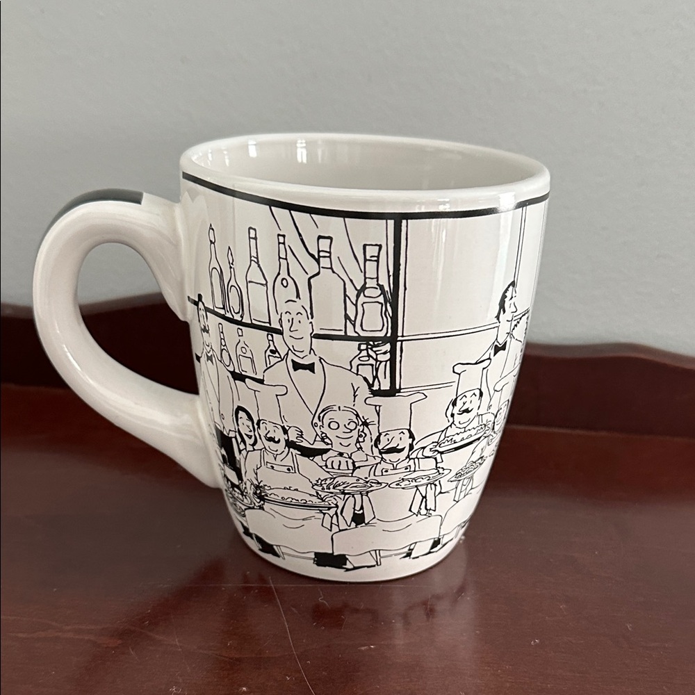Black and White Illustrated Mug. used in good condition